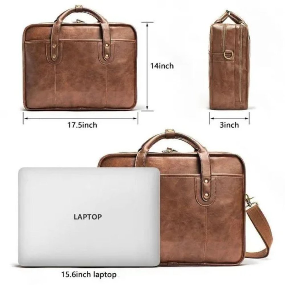 NEW Bosi Leather Briefcases 15.6 Inch - Picture 2 of 11